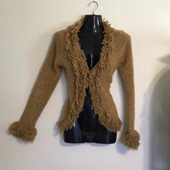 52 Weekends Textured Tan Cardigan Sweater. Size M - Picture 11 of 11